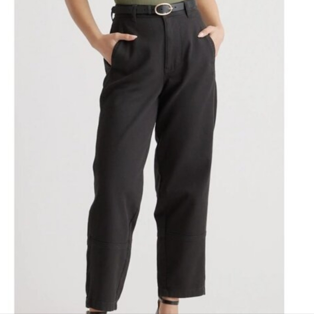 Quince Stretch Cotton Twill Barrel Leg Pants in Black sz 4/27 Womens Tapered NWT - Picture 1 of 3